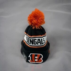 New Era Cincinnati Bengals Knit Beanie Hat Removable Pom Black OSFM NWT